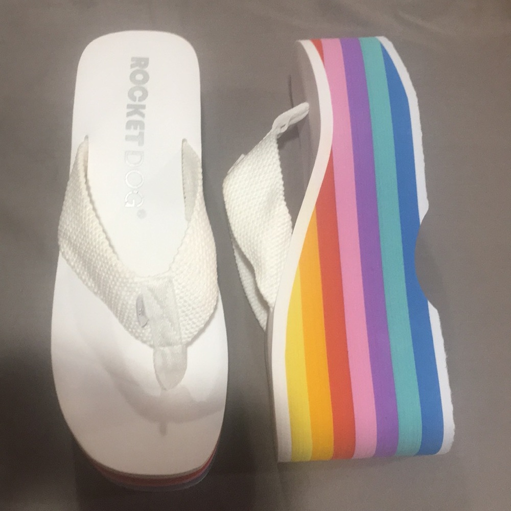 Rocket Dog Rainbow Platform Flip Flops